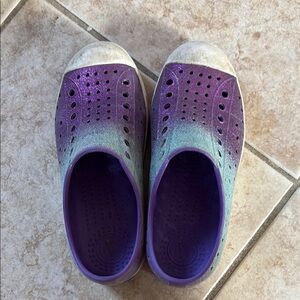 Kids Purple and Green Slip-On Shoes